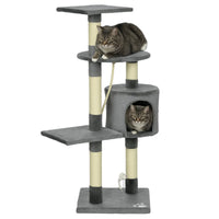 46Inch Scratching Cat Tree, Multi Level Cat Tower for Large Cats Adult with Toys and Condo, Grey