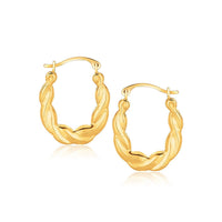 10k Yellow Gold Oval Twist Hoop Earrings