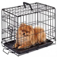 Single Door Dog Cage - Durable Metal Pet Kennel, Secure Lock, Collapsible Design, Removable Tray For Easy Cleaning, Port