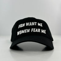 FISH WANT ME WOMEN FEAR ME Vintage Custom Embroidered FUNNY