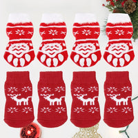 8pcs Pet Warm Cotton Socks Soft Anti Slip Claw Pattern Protect Feet Cold Snow Christmas Dog Cat Stockings Gifts