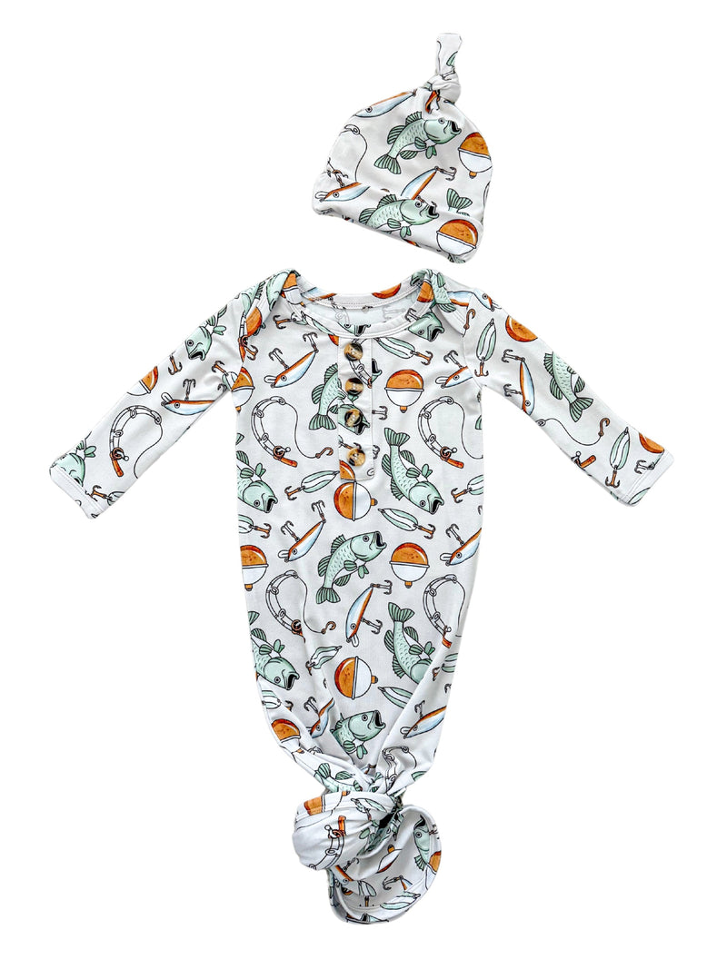 Finn Bamboo Knotted Gown and Hat - BIG FRENCHIES