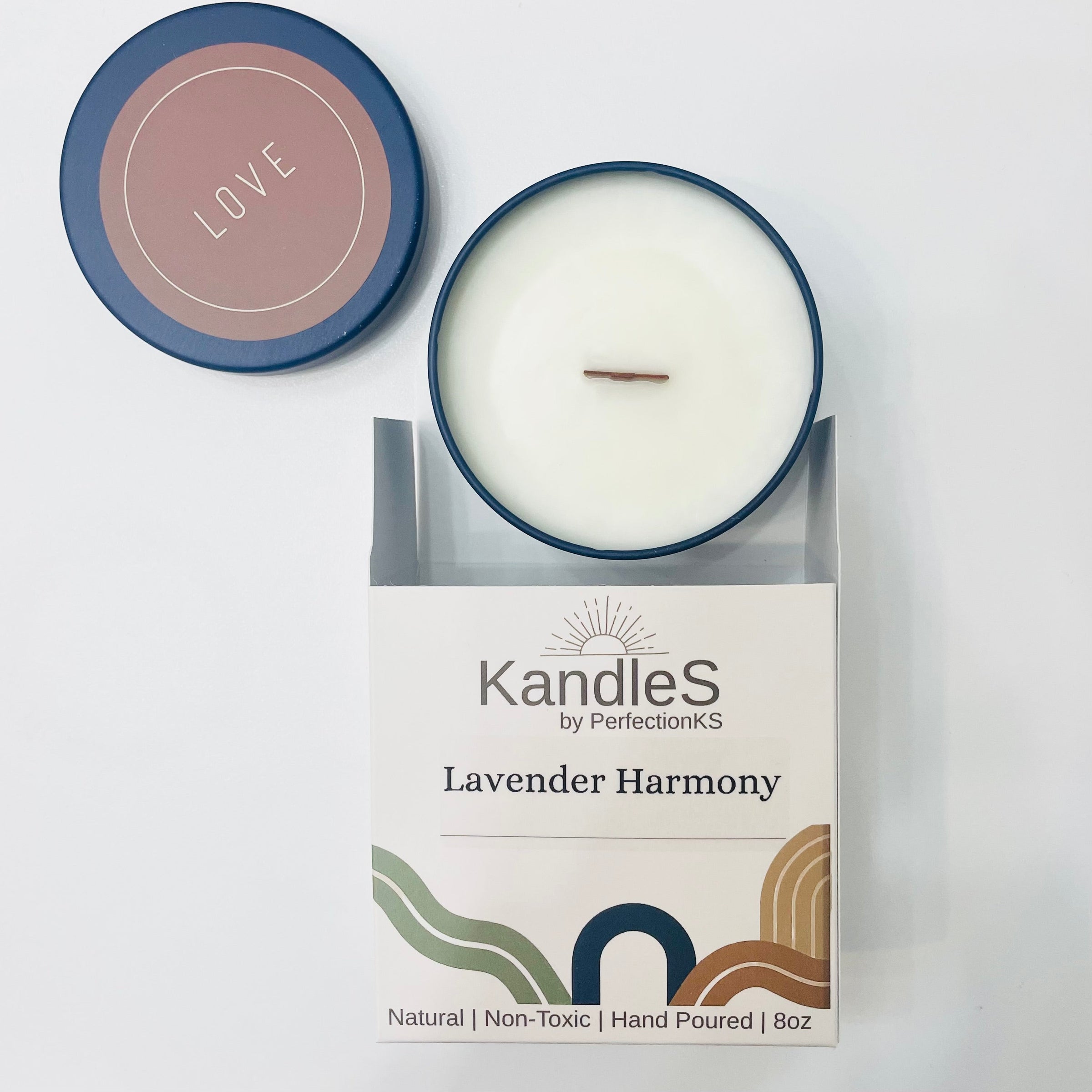 Lavender Harmony Luxury Candle | 8oz Non-Toxic Soy Candle with Wooden Wick | Clean Burn
