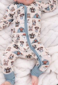 Camp Paws (Convertible Zip Footies) - Blue - BIG FRENCHIES