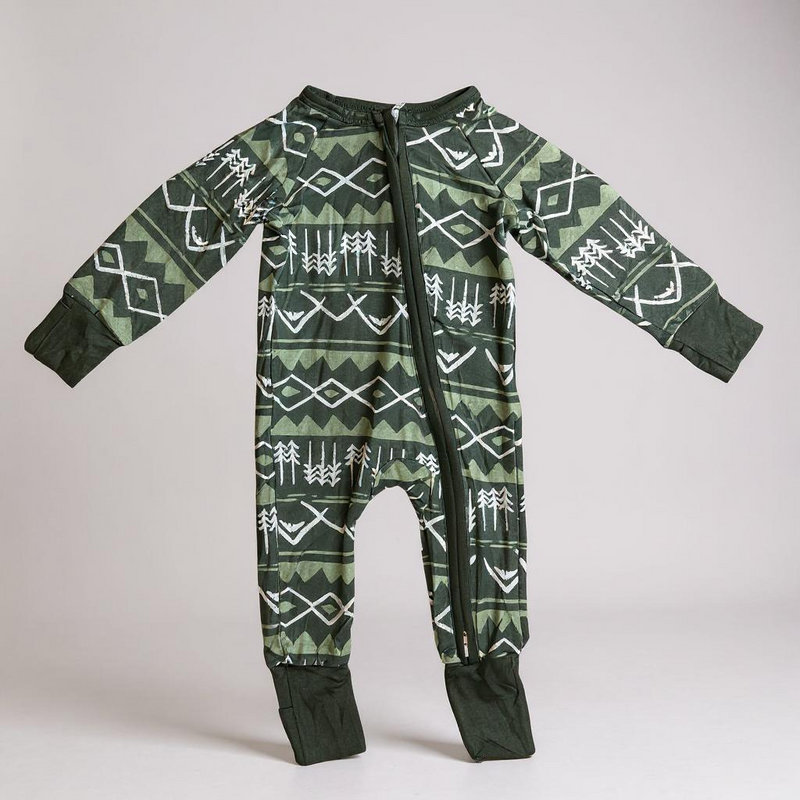 Green Bamboo Zippy Pajamas - Eco-Friendly Kids Sleepwear - BIG FRENCHIES