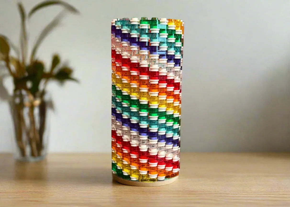 Semi-Transparent Rainbow Skinny Modular Vase – Built with LEGO®-Compatible Bricks - BIG FRENCHIES