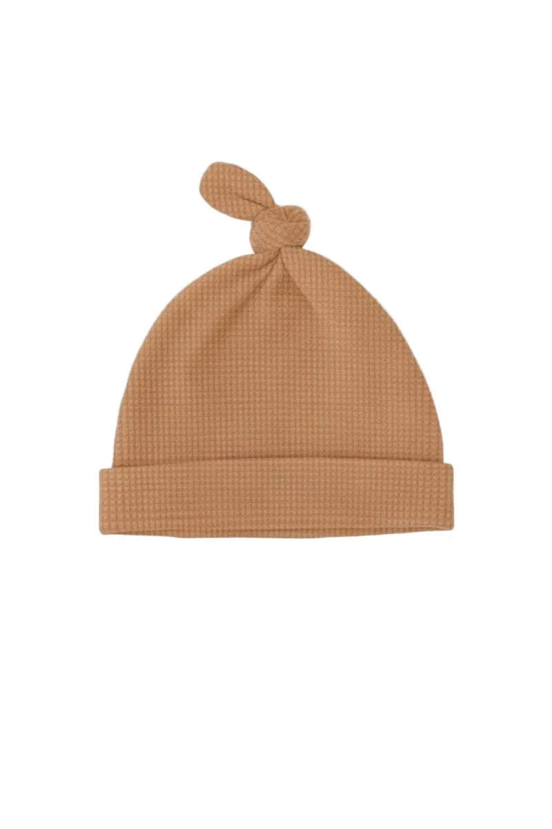 Caramel Brown Waffle Knit Newborn Baby Knot Hat - BIG FRENCHIES
