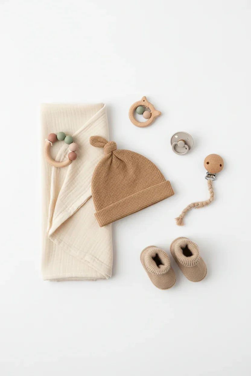 Caramel Brown Waffle Knit Newborn Baby Knot Hat - BIG FRENCHIES