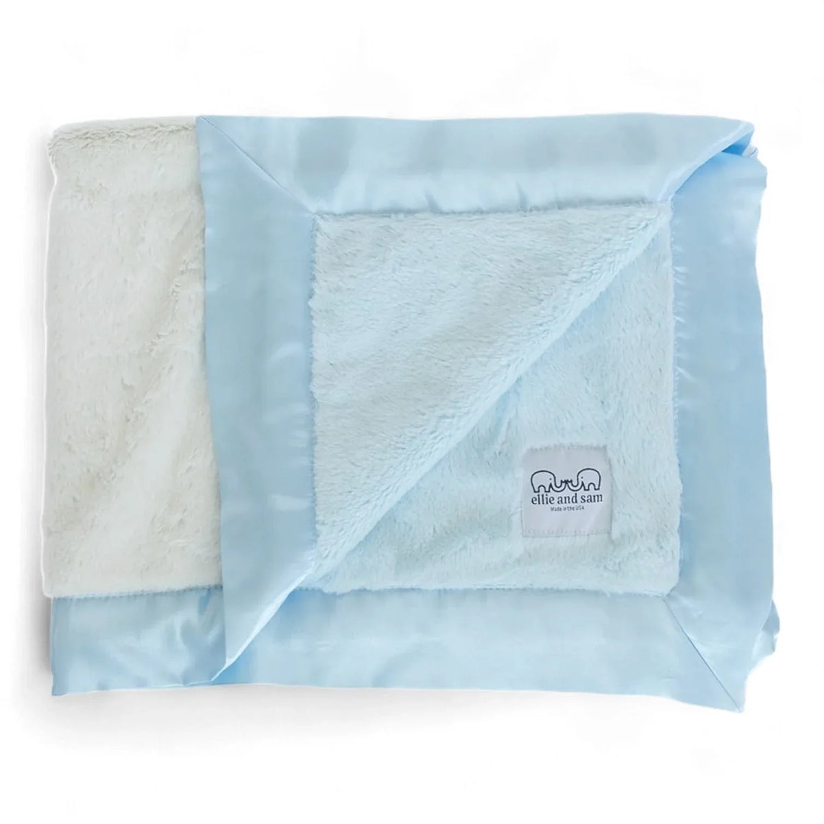 Luxury Duo Satin Border Blanket - Blue/Ivory - BIG FRENCHIES