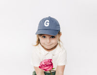 Dusty Blue Letter Baseball Hat - BIG FRENCHIES
