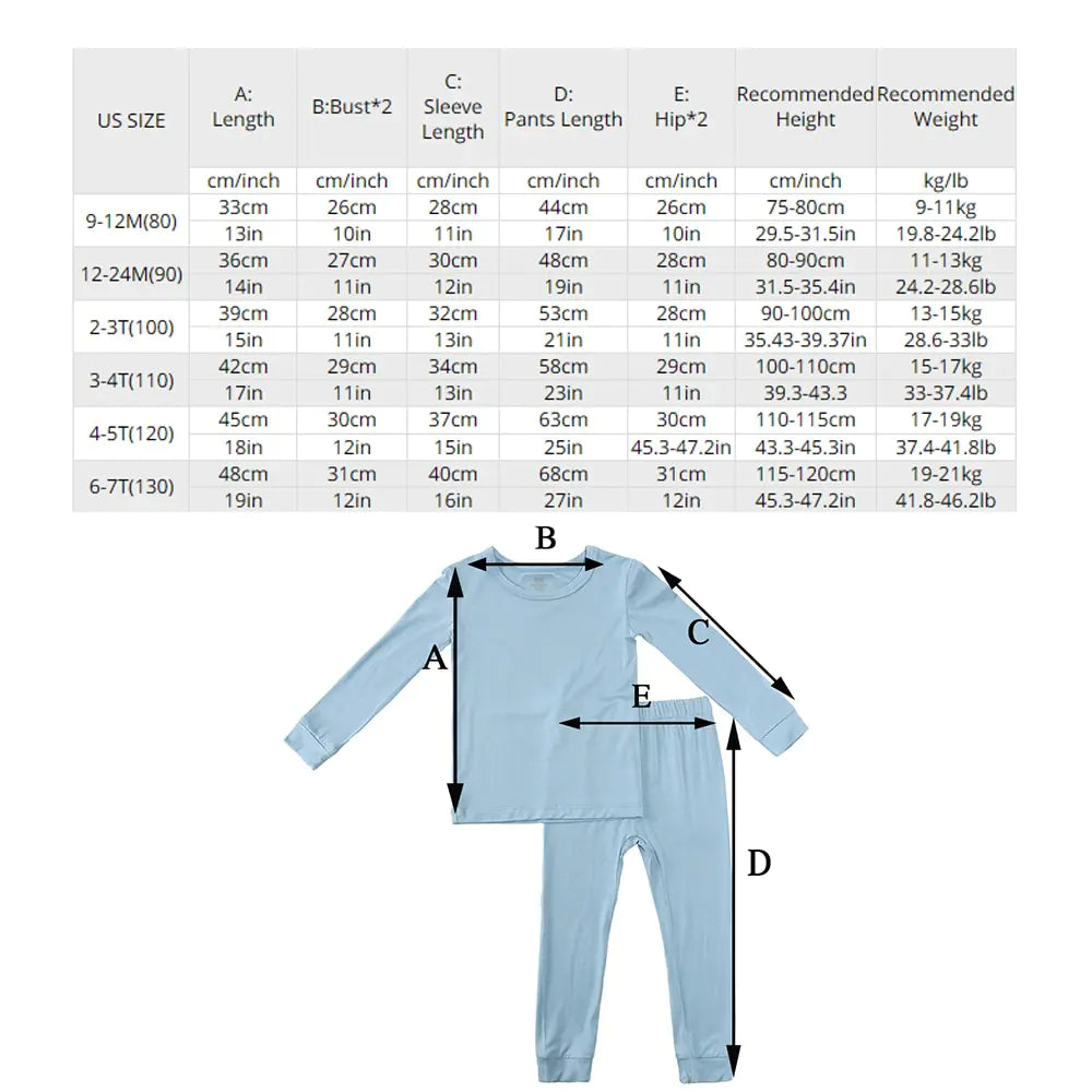 2023 Bamboo Fiber Toddler Kids Pajamas Set - # BOAA11710008