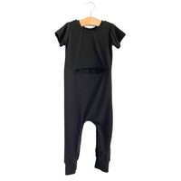 Black Bamboo Lyocell Romper with G-Tube Access