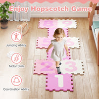 9 Pieces Interlocking Foam Puzzle Floor Mat with 3 Marker Discs