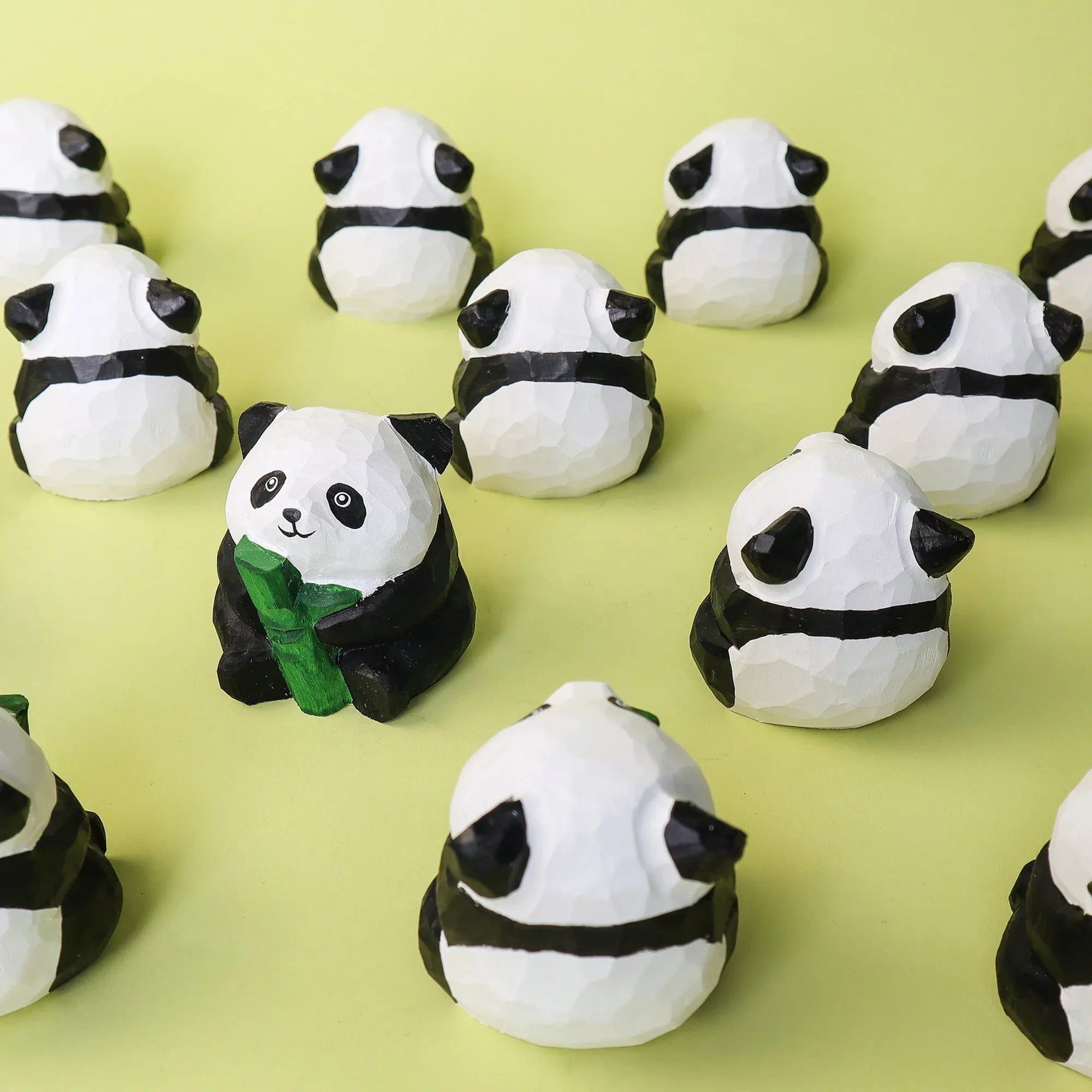 Hand-Carved Wooden Panda Figurine – Cute Handmade Decor with Mini Accessories - BIG FRENCHIES