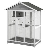 Wooden Bird Cage Aviary, Flight Cage With 4 Perches, Nest And Slide-Out Tray For Indoor Outdoor, GrayMultiple Packages S