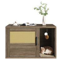 Cat Litter Box Enclosure Furniture Cabinet Odor Control With Scratching Pad Wooden Cat House Side End Table For Living R