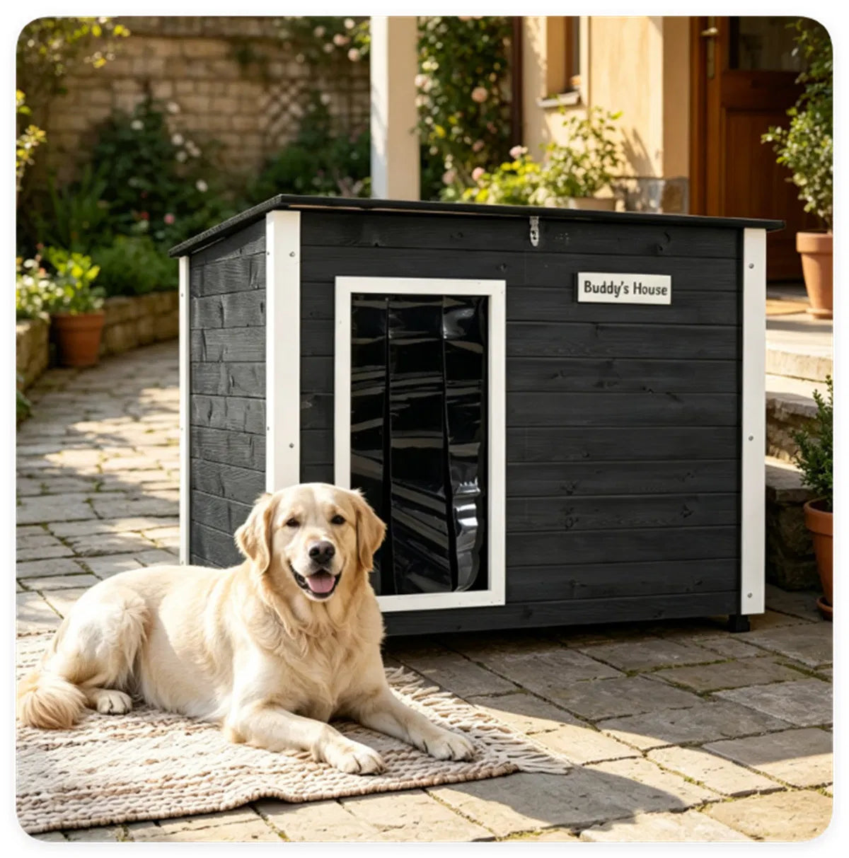 42.5" x 27" x 33.5" Outdoor Dog House with Sloped Asphalt Roof, Elevated Floor & Openable Roof Weatherproof Pet Kennel w