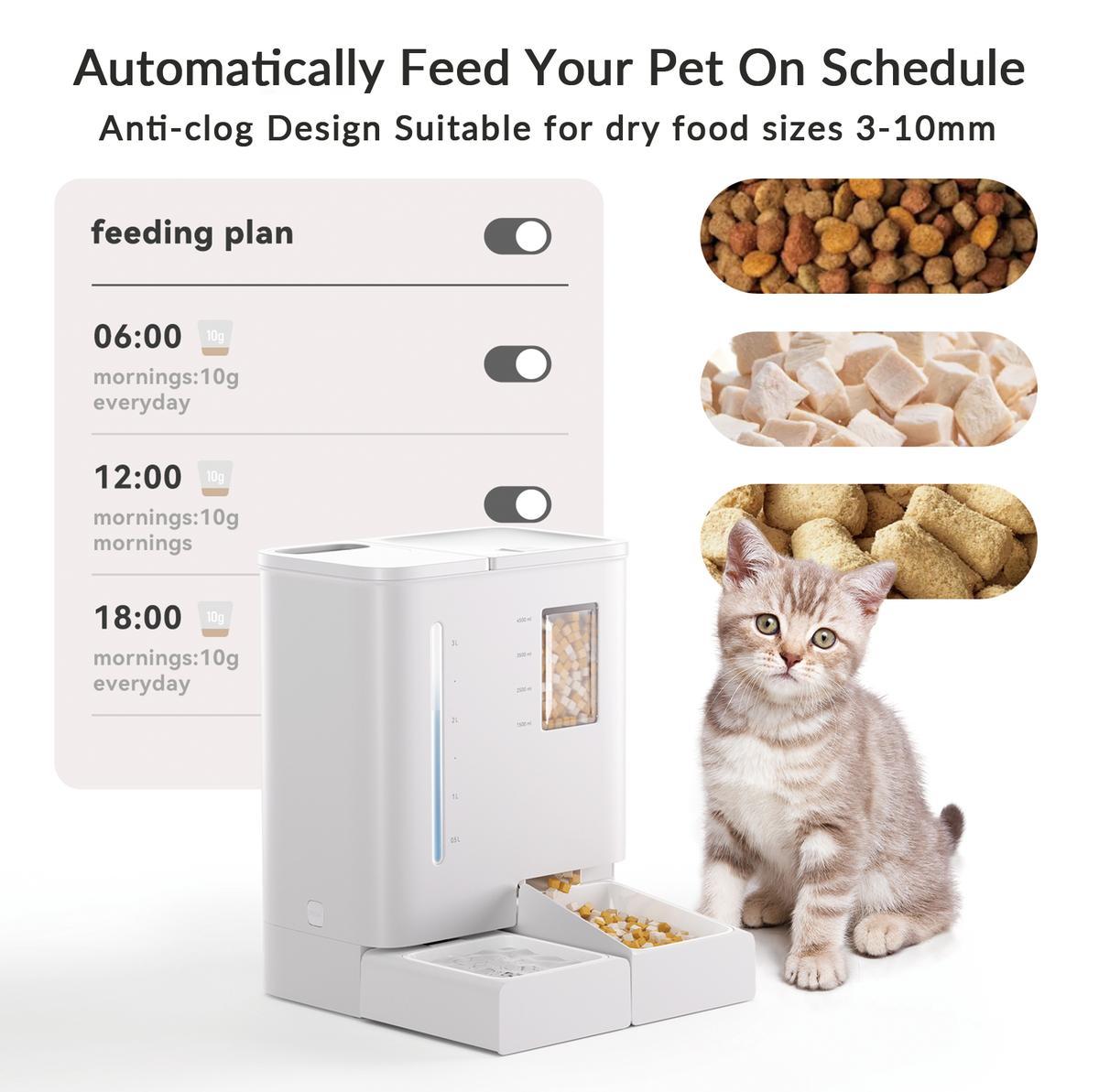 Waithem WiFi Automatic Pet Feeder & Waterer 2-in-1 Set App-Controlled, 2-Week Capacity, Detachable &Washable, Moisture-P