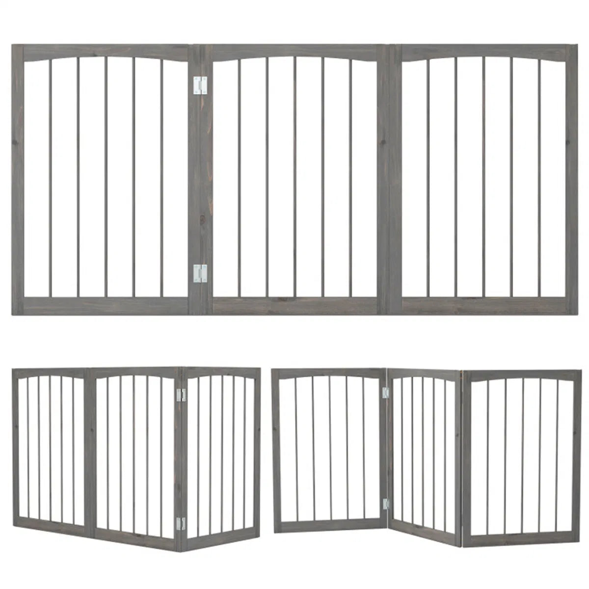 63" x 30" Gray Wooden Pet Fence
