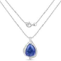 2.39 Carat Genuine Blue Aventurine and White Topaz .925 Sterling Silver Pendant