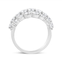 10K White Gold 2 1/2 Cttw Round Natural Diamond 3 Row Band Ring (I-J Color, I1-I2 Clarity) - Ring Size 7
