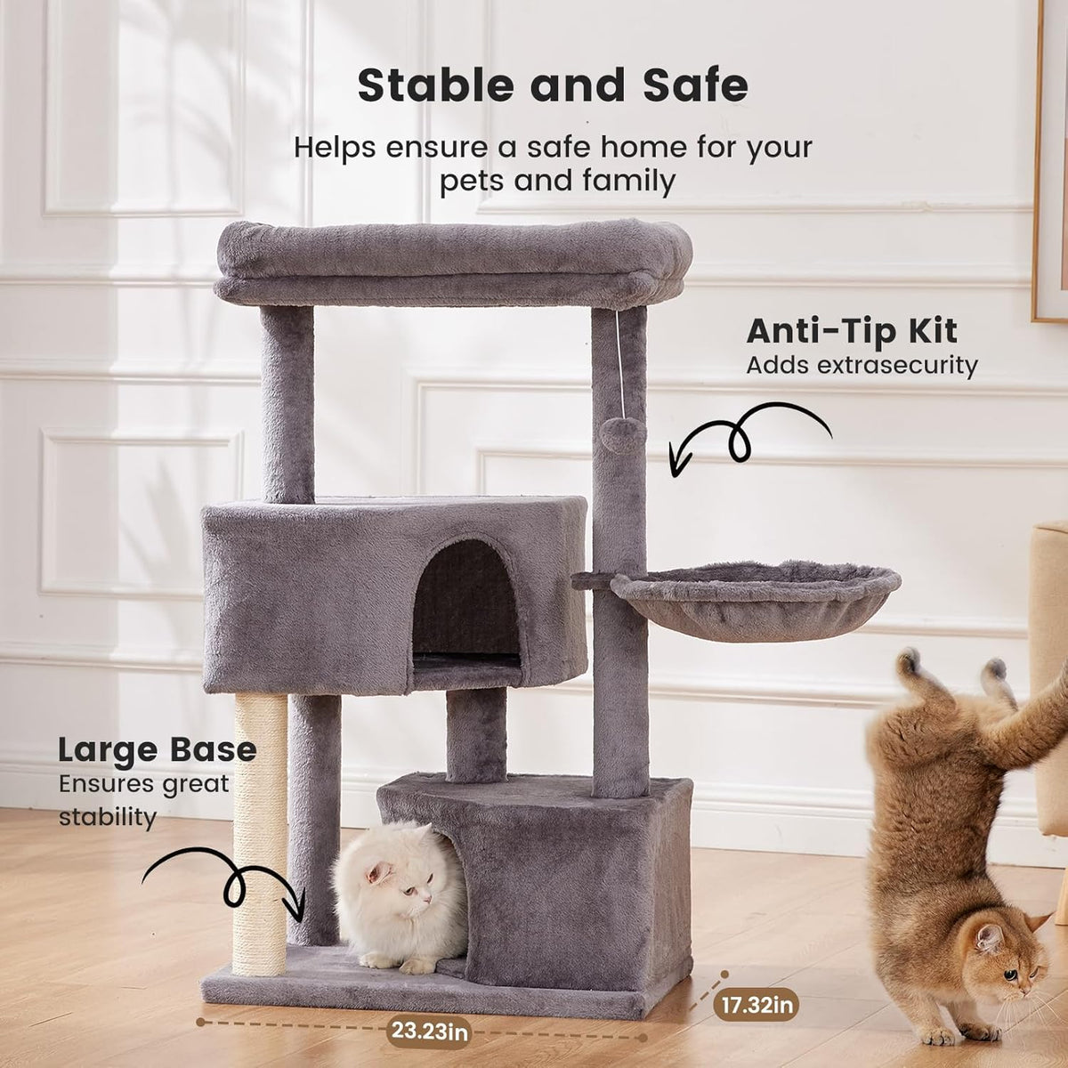 Gardner Pets Large Cat Tree For Medium To Large Cats, Heavy-Duty Cat Tower With Scratch Post And Washable Top Perch. Sel