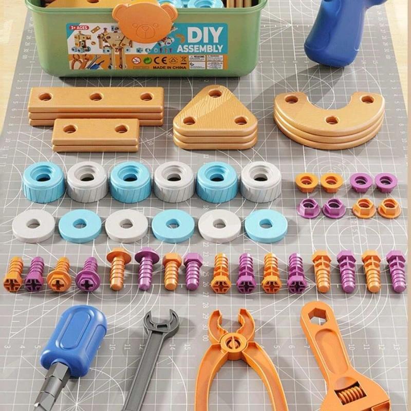 126-Piece Creative Wooden Construction & Tool Set Early Education Pretend Play Toy