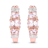 1.32 Carat Genuine Morganite and White Topaz .925 Sterling Silver Earrings