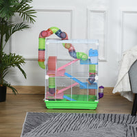 5 Tiers Hamster Cage Portable Animal Travel Carrier w/ Exercise Wheels Tube