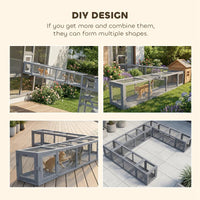 PawHut Wooden Cat Run With Weather Protection, Connecting Inside And Outside, Dark Gray