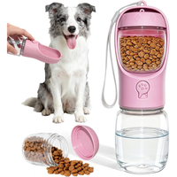 Portable Dog Water Bottle With Food Container, Drinking Bottle For Travel 2 In 1 Dog Water Bowl, Leak Proof Pet Water Di