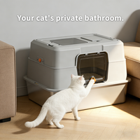 White Stainless Steel Fully Enclosed Cat Litter Box, Durable Enclosed Cat Litter Box, High Side To Prevent Scattering