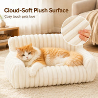 Cute Cat Couch For Pets - Fluffy Cat Beds With Premium Soft Corduroy Fleece, Fuzzy Cats Beds For Indoor Cats With Remova