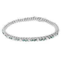 14K White Gold 4 5/8 Cttw Alternating White and Blue Diamond Martini Set Tennis Bracelet (H-I Color, I1-I2 Clarity) - 7" Inches
