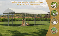 10x20 FT Large Outdoor Dog Kennel with Canopy, Heavy Duty Galvanized Steel Frame, Waterproof Cover, All-Weather Protecti