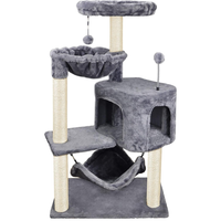 Cat Tree With Cat Condo And Big Hammock, Grey