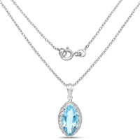 8.22 Carat Genuine Swiss Blue Topaz .925 Sterling Silver Pendant