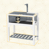 Wooden Tortoise Habitat with Storage Shelf, Tortoise Enclosure with Clear Windows, Openable Top, Lamp Holder, Gray