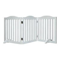 Wooden Freestanding Foldable Pet Gate for Dogs, 24 inch 3 Panels Step Over Fence, Dog Gate for The House, Doorway