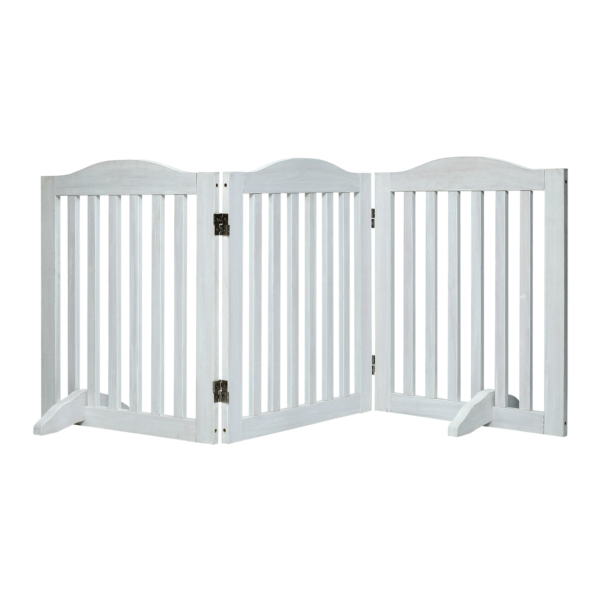 Wooden Freestanding Foldable Pet Gate for Dogs, 24 inch 3 Panels Step Over Fence, Dog Gate for The House, Doorway