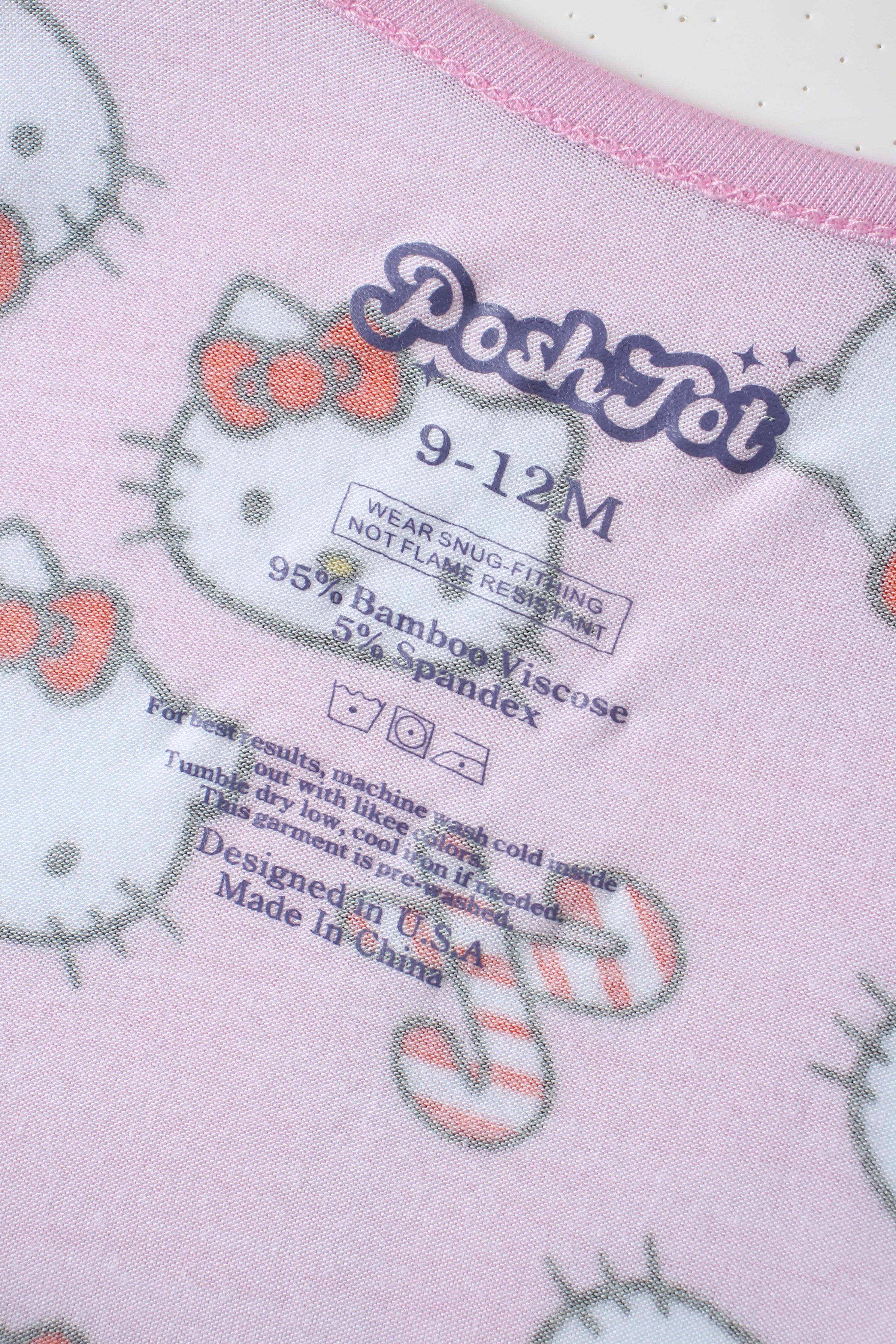 PoshTOT Sanrio Hello Kitty Pink Bamboo Baby Convertible Zippy Romper