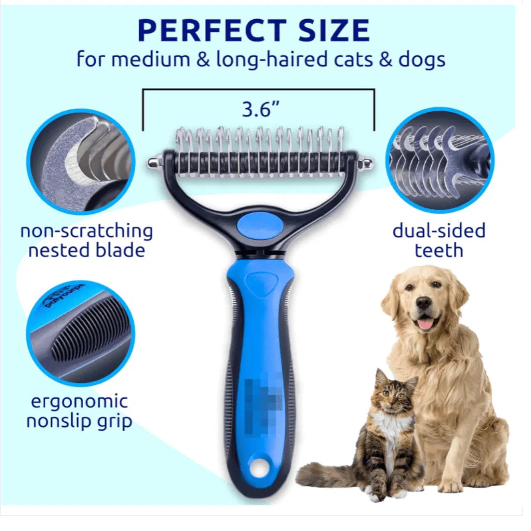 Blue pat your pet hair removal dog brush for hair removal - indoor cats use cat brush, long and short haired dogs use do