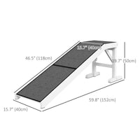 Pet Ramp Bed Steps for Dogs Cats Non-slip Carpet Top Platform Pine Wood 59"L x 16"W x 20"H White
