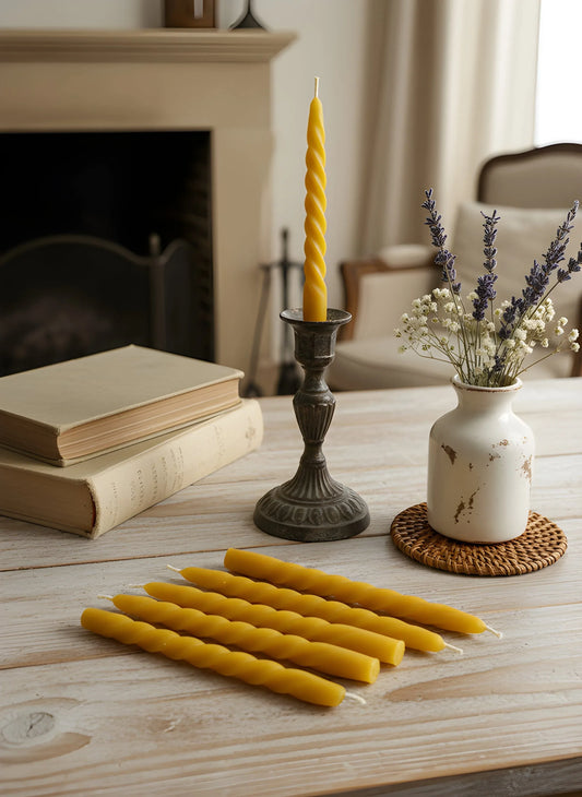 Spiral Beeswax Taper Candles - BIG FRENCHIES