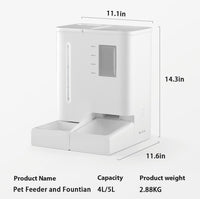 Waithem WiFi Automatic Pet Feeder & Waterer 2-in-1 Set App-Controlled, 2-Week Capacity, Detachable &Washable, Moisture-P