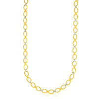 14k Two-Tone Gold Multi-Textured Oval Link Fancy Necklace