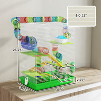 18.5" 5 Tier Hamster Cage with Tubes and Tunnels, Small Animal Cage, Rat Gerbil Cage with Water Bottle, Food Dish, Exerc