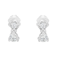 14KT White Gold 1/2 cttw Double Diamond Dangle Stud Earrings (H-I, I1-I2)