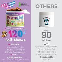 Dog Prenatal Vitamins 120 Soft Chews Folic Acid Zinc B-Complex DHA & EPA