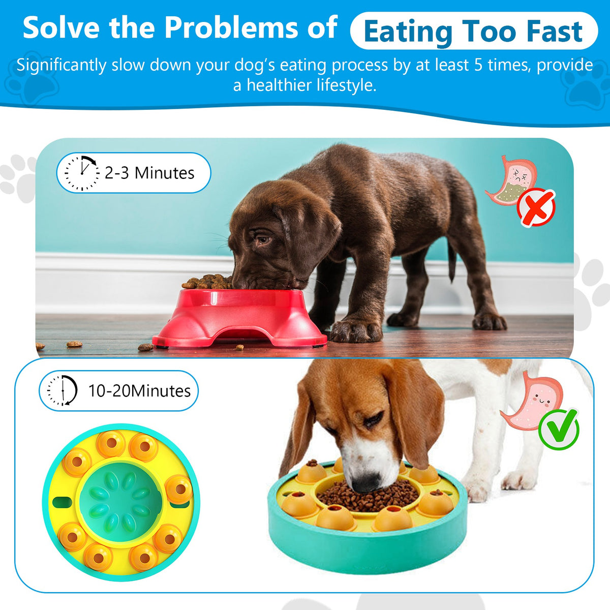 1Pc Dog Puzzle Food Feeder Slow Feeding Bowl Interactive Toy Dog Treat Dispensing Toy For IQ Training Mental Enrichment 